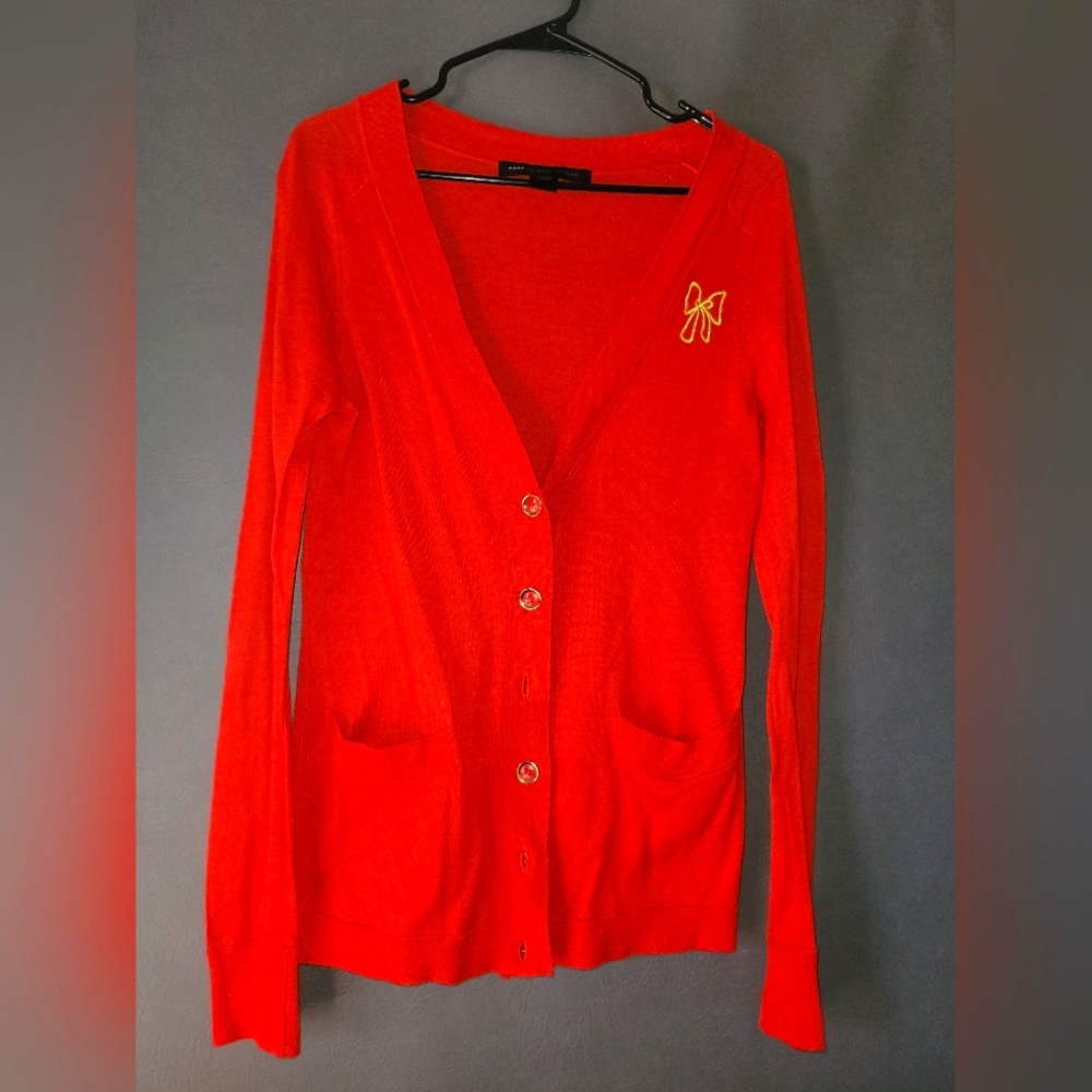 Marc by Marc jacobs red 100% cotton christmas cardigan XS